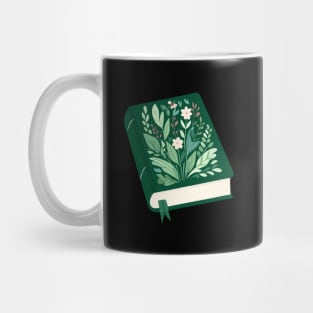 Green Floral Book Mug